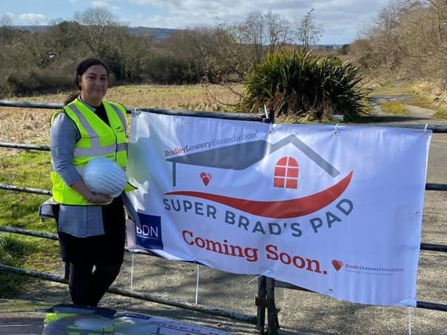 Gemma Lowery at the site of the new holiday home - Super Brad's Pad - in Scarborough.