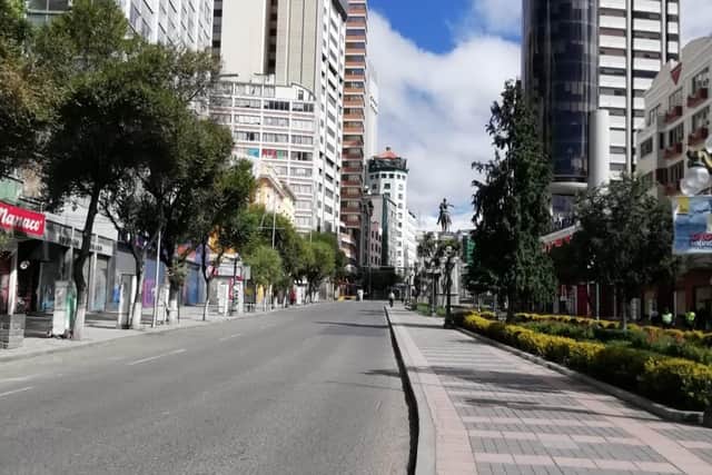 Empty streets in La Paz, Bolivia.