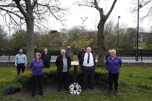 Borough trade union representatives past and present laid a wreath this week at North Marine Park to honour International Workers' Memorial Day. In the back row: Martin Smithwhite, of Unite; Tom Hunter, from GMB; Dave Scott, Unison; Graham Laidler, Unison; John Pearson, GMB. In the front row: Maureen Deans, Unison; Wilf Flynn, Unite; John Major, Unite; Janet Green, Unison.