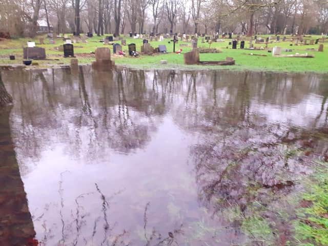The flooding in Jarrow Cemetery last winter