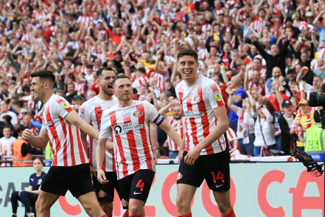 Ross Stewart celebrates scoring at Wembley