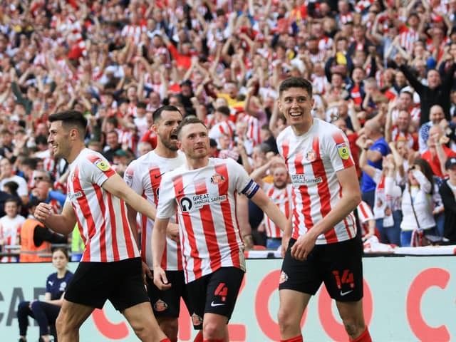 Ross Stewart celebrates scoring at Wembley