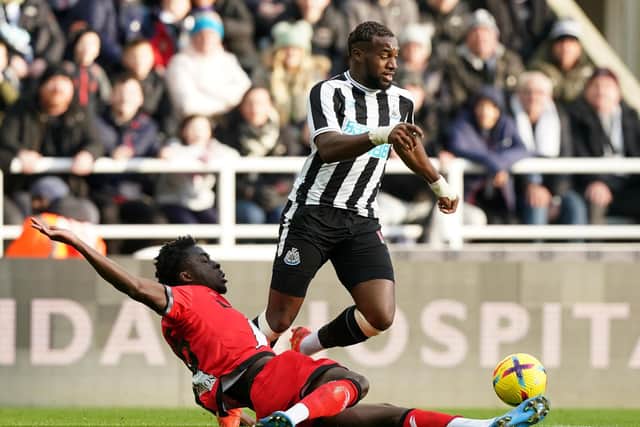 Newcastle United's Allan Saint-Maximin in action against Real Vallecano.