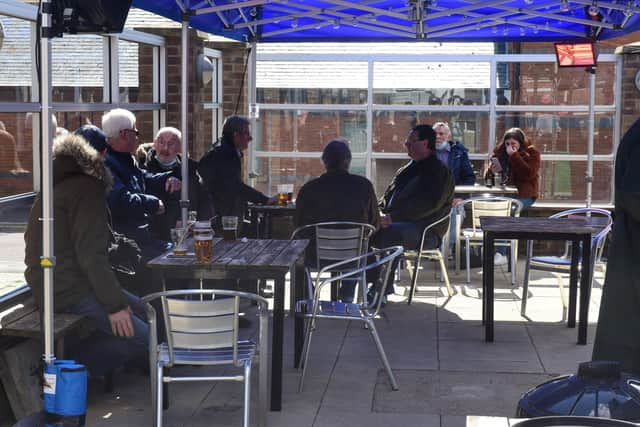 Customers at the Clover & Wolf, South Shields on Monday.