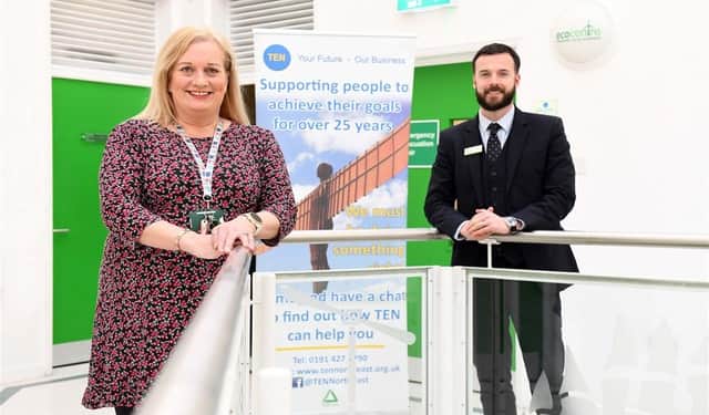 Gillian Hepplewhite, Employability Programme Lead at TEN North East and Stewart Nicol, manager at Newcastle Building Society's Denmark Centre
branch in South Shields.