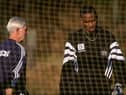 28 Jan 1997:  Shaka Hislop Newcastle's goalkeeper walks back to the nets. During Newcastle United training at their grounds in Newcastle. \ Mandatory Credit: Stu Forster /Allsport