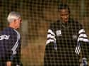 28 Jan 1997:  Shaka Hislop Newcastle's goalkeeper walks back to the nets. During Newcastle United training at their grounds in Newcastle. \ Mandatory Credit: Stu Forster /Allsport
