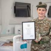 Student nurse Hayley took her Oath of Allegiance last year to the 251 Medical Squadron.