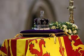 The Queen lying in state in Westminster Hall.