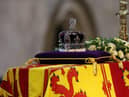 The Queen lying in state in Westminster Hall.