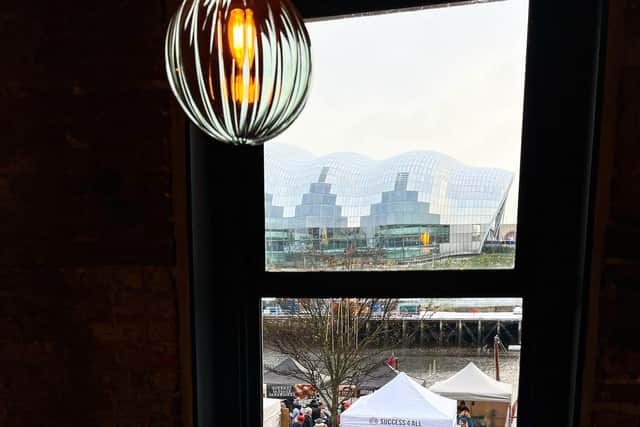The restaurant offers views over the Quayside