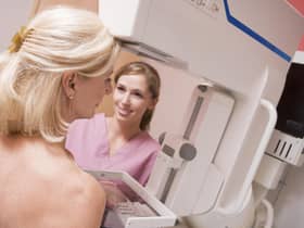 A patient having a breast cancer screening test.