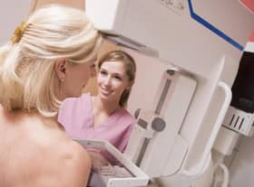 A patient having a breast cancer screening test.