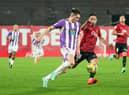 Jaume Costa of RCD Mallorca and Ivan Fresneda of Real Valladolid CF competes for the ball during the LaLiga Santander match between RCD Mallorca and Real Valladolid CF at Estadio de Son Moix on January 07, 2023 in Mallorca, Spain. (Photo by Rafa Babot/Getty Images)