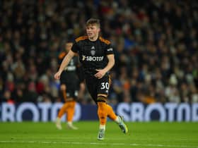 LEEDS, ENGLAND - DECEMBER 21: Joe Gelhardt of Leeds United in action during the Friendly match between Leeds United and AS Monaco at Elland Road on December 21, 2022 in Leeds, England. (Photo by Ashley Allen/Getty Images)