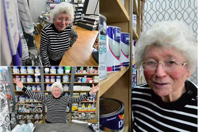 Kathy Metcalfe who is still working in her family's decor shop after 57 years.