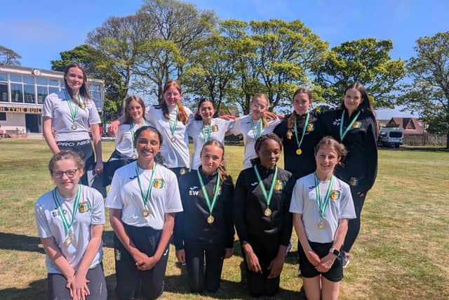 Y7/Y8 girls' cricket team at St Wilfrid's RC College.