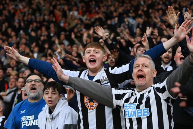 Even in defeat, Newcastle fans have remained in fine voice. Here supporters are singing during the 4-0 loss at Leicester City.