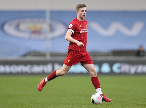 MANCHESTER, ENGLAND - JANUARY 05: Tony Gallacher of Liverpool FC on the ball during Manchester City v Liverpool FC U23's at The Academy Stadium on January 05, 2020 in Manchester, England. (Photo by Charlotte Tattersall/Getty Images)