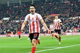 Luke O’Nien celebrates his goal against Fleetwood. Picture by FRANK REID