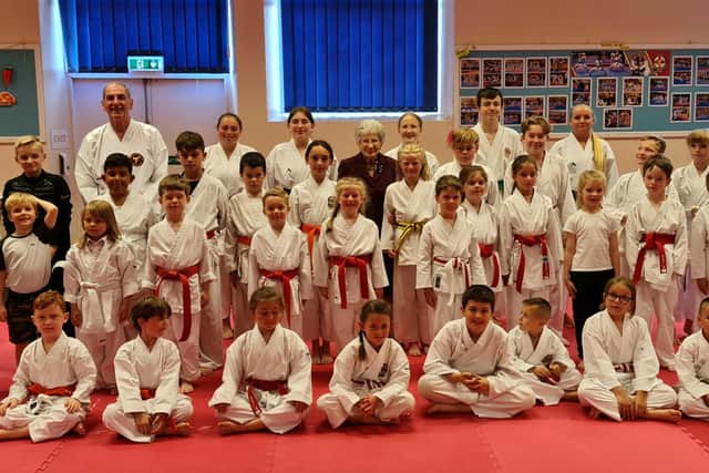 Rebecca Elsy with members of the Dokan Karate club
