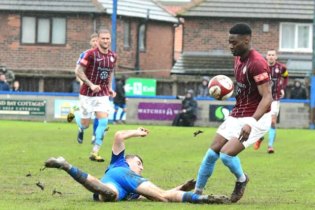 Champions! South Shields secure promotion to National League North after win at Whitby Town. Kev Wilson photo.