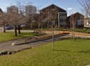 The pick axe-shaped miners' memorial in Jarrow in 2008. Picture c/o Google Streetview.