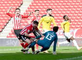 Lynden Gooch celebrates his goal