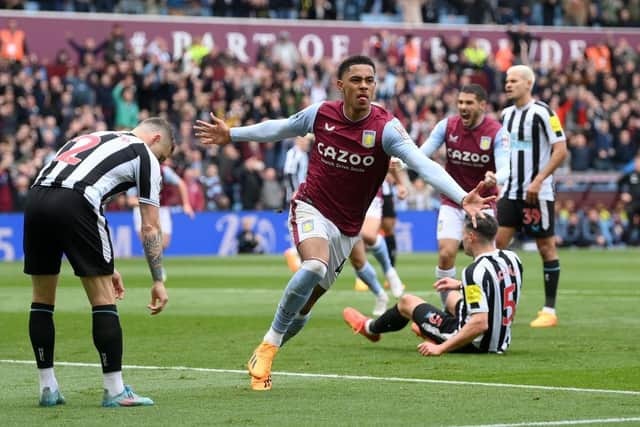 Jacob Ramsey celebrates Aston Villa's first goal.