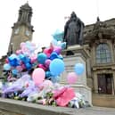 Tributes left at the Chloe Rutherford and Liam Curry memorial bench on a previous Pink and Blue Day