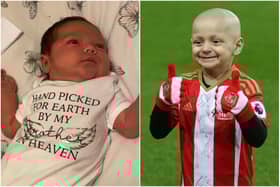 Gracie-Mae Lowery at two weeks old, left, and brother Bradley.