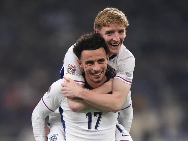 Call on us: England's Curtis Jones (left) and Anthony Gordon impressed in England's Nations League win over Greece (Picture: Bradley Collyer/PA Wire)