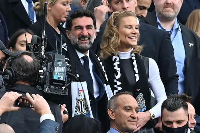 Newcastle United chairman Yasir Al-Rumayyan alongside Amanda Staveley ahead of the clash with Tottenham Hotspur (Photo by PAUL ELLIS/AFP via Getty Images)