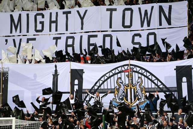 A Wor Flags banner at St James's Park this season.