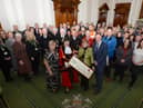 South Tyneside Council keyworkers receive the Freedom of the Borough - Mayor Cllr Pat Hay, Mayoress Jean Copp, Leader Cllr Tracey Dixon, and Chief Executive Jonathan Tew - at South Shields Town Hall.