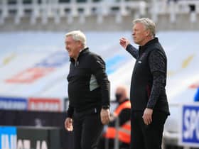Steve Bruce, Manager of Newcastle United and David Moyes, Manager of West Ham. (Photo by Owen Humphreys - Pool/Getty Images)