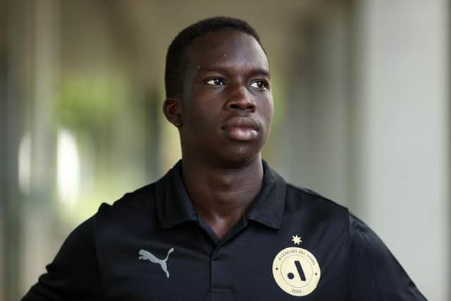 Garang Kuol of the A-League All Stars poses during a A-League All-Stars media opportunity in May.