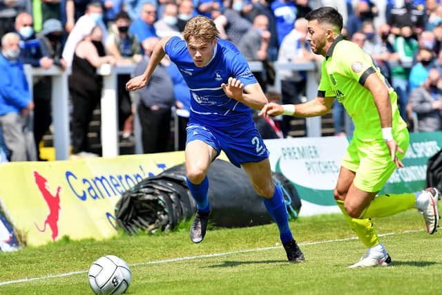 Lewis Cass in action for Hartlepool United against Weymouth. Picture by FRANK REID