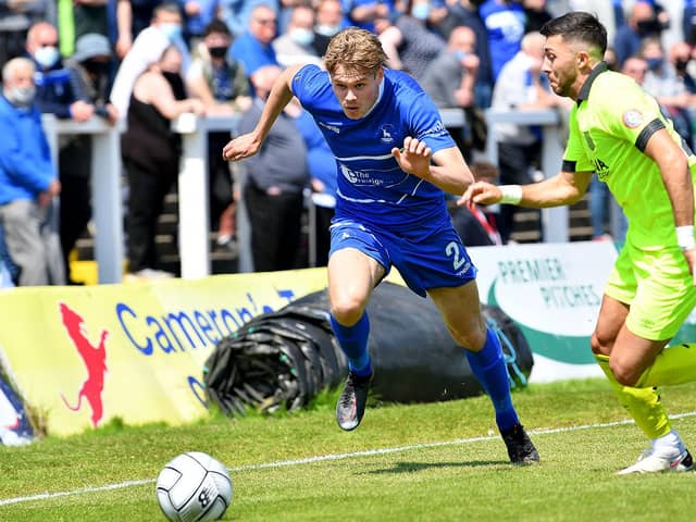 Lewis Cass in action for Hartlepool United against Weymouth. Picture by FRANK REID