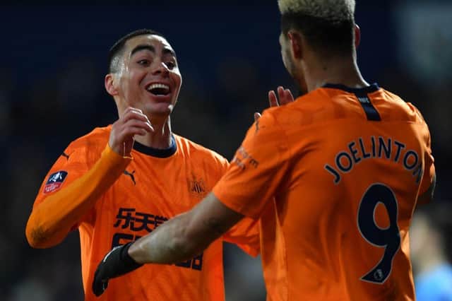 Miguel Almiron celebrates a goal at The Hawthorns.