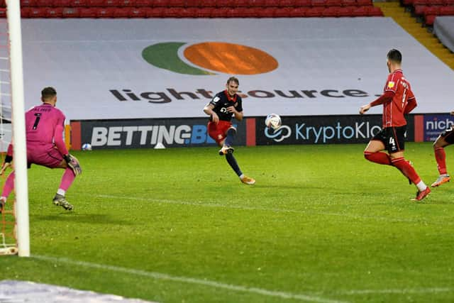 Jack Diamond scores at Sincil Bank