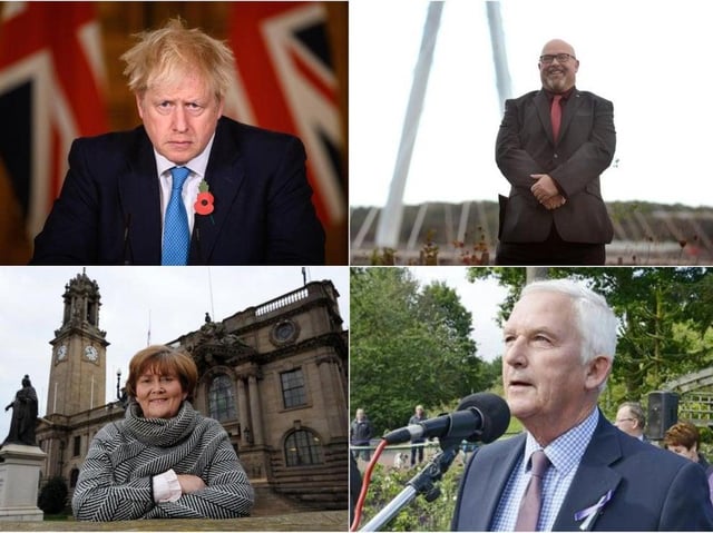 Clockwise from top left, Prime Minister Boris Johnson, Cllr Graeme Miller, leader of Sunderland City Council , Cllr Tracey Dixon, leader of South Tyneside Council and Cllr Glen Sanderson, leader of Northumberland County Council. Photo made with Getty Images.