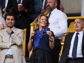 Newcastle United chief executive officer Darren Eales, right, with co-owners Mehrdad Ghodoussi and Amanda Staveley at Molineux in August.