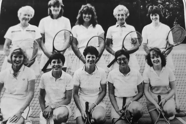 Pictured are members of Kirkcaldy Tennis Club's ladies team: 
Back row Marygold Hall, Claire Millar, Margaret Beattie, Christine Browning, Marjory Whitelaw
Front: Ishbel Mottram, Pamela Browning, Patricia MacKenzie, Mary Hagan.