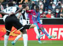Barcelona's French forward Ousmane Dembele (R) vies with Valencia's Spanish defender Jose Gaya Pena during the Spanish league football match between Valencia CF and FC Barcelona at the Mestalla stadium in Valencia on February 20, 2022. (Photo by JOSE JORDAN / AFP) (Photo by JOSE JORDAN/AFP via Getty Images)