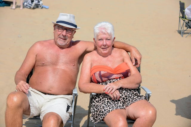 High temperatures at Sandhaven Beach.  Fred and Pat Heaton.
