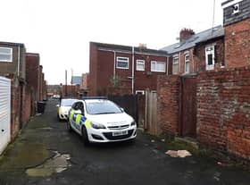 The aftermath of an exploion at a street in South Shields.