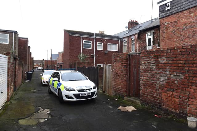 The aftermath of an exploion at a street in South Shields.