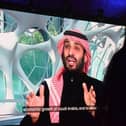 Saudi Crown Prince Mohammed bin Salman speaks during the Future Investment Initiative (FII) conference in a virtual session in the capital Riyadh, on January 28, 2021. - Salman said today that the kingdom will sell more shares of energy giant Aramco in the coming years, following the world's biggest public listing in 2019. (Photo by Fayez Nureldine / AFP) (Photo by FAYEZ NURELDINE/AFP via Getty Images)
