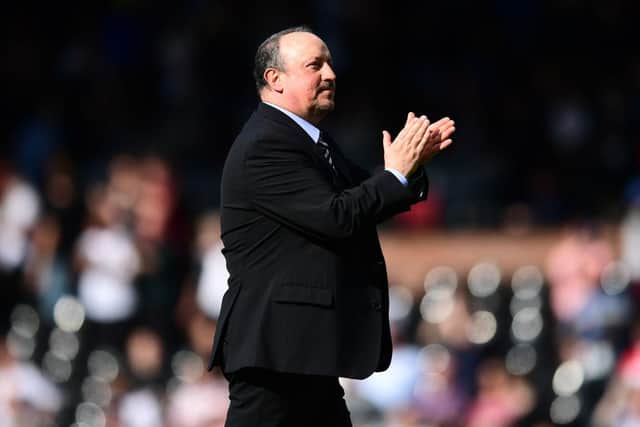 Rafa Benitez applauds Newcastle United fans after his final game in charge two years ago.